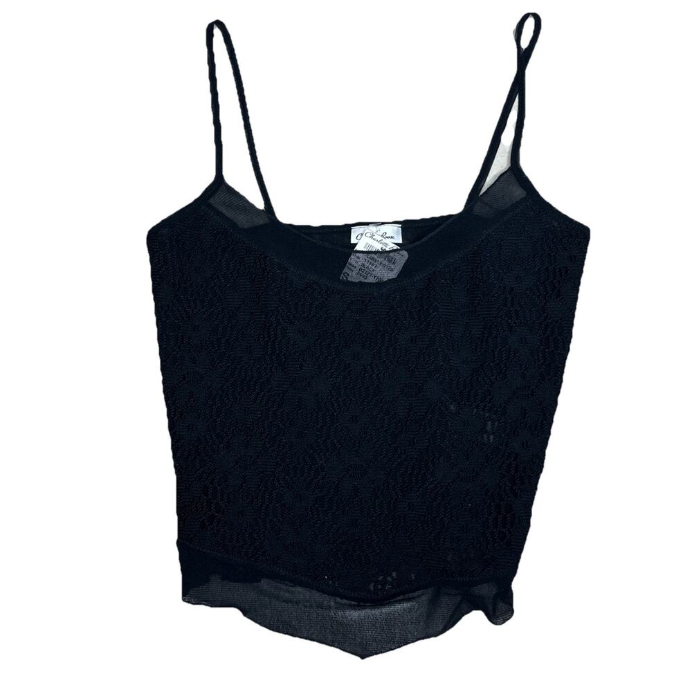 Vintage Charlotte Russe Y2K Cami Top Small Black Sheer Mesh Net Whimsigoth US